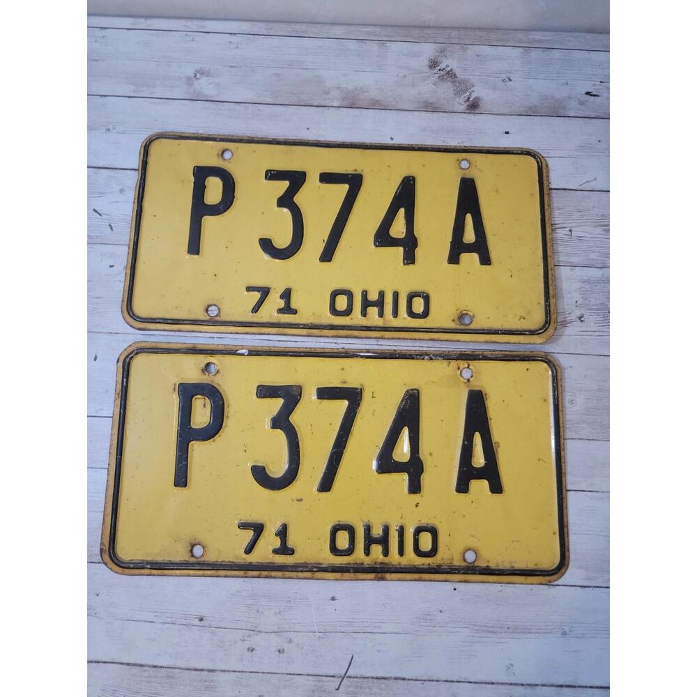 1971 Ohio License Plate Set ~ P 374 A
